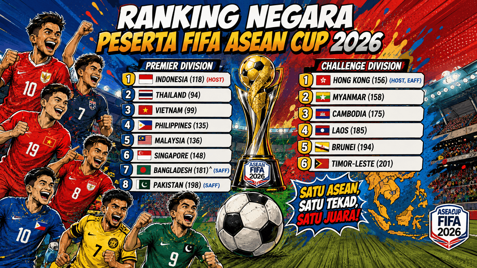 Benarkah FIFA ASEAN Cup 2026 Ajang Bergengsi? Inilah Ranking FIFA Pesertanya 