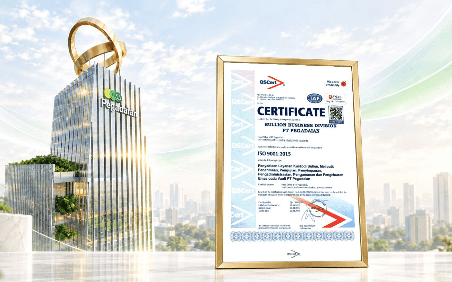  Perkuat Keamanan Vault Berstandar Global, Pegadaian Raih Sertifikasi ISO 9001:2015  
