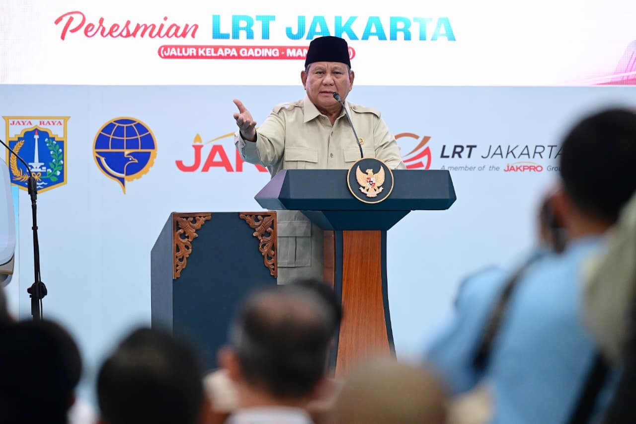 Resmikan LRT Jakarta, Prabowo: Bukti Indonesia Mampu Kelola Jabodetabek dengan 42 Juta Penduduk