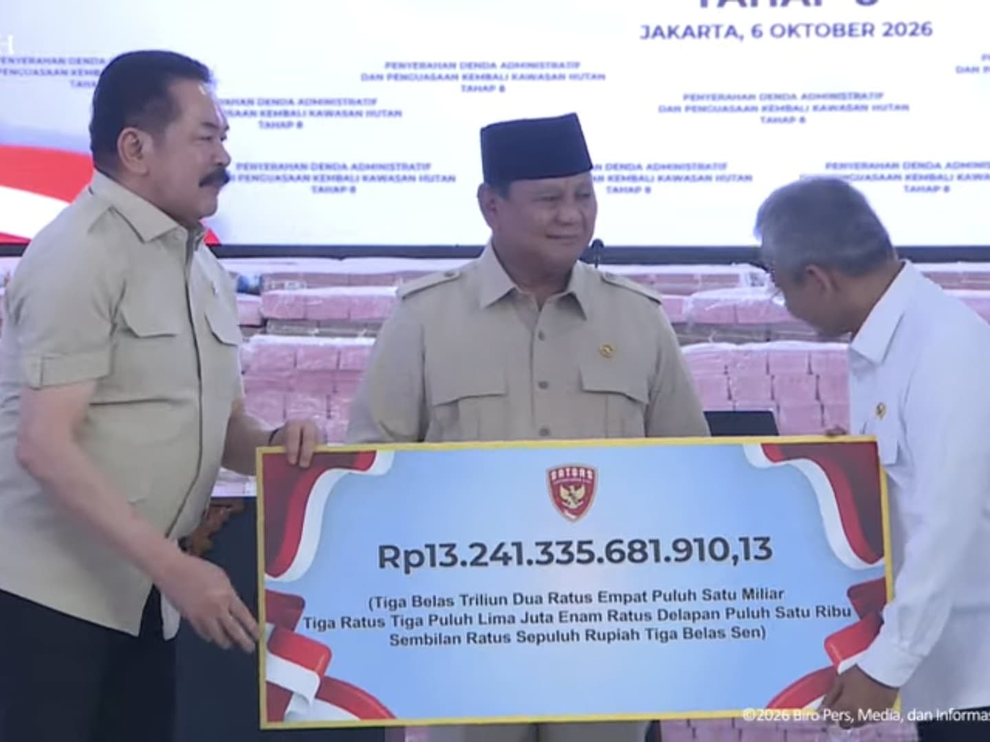 Prabowo dapat Dana Senilai Rp 13,24 Triliun dari Penguasaan Kembali Kawasan Hutan