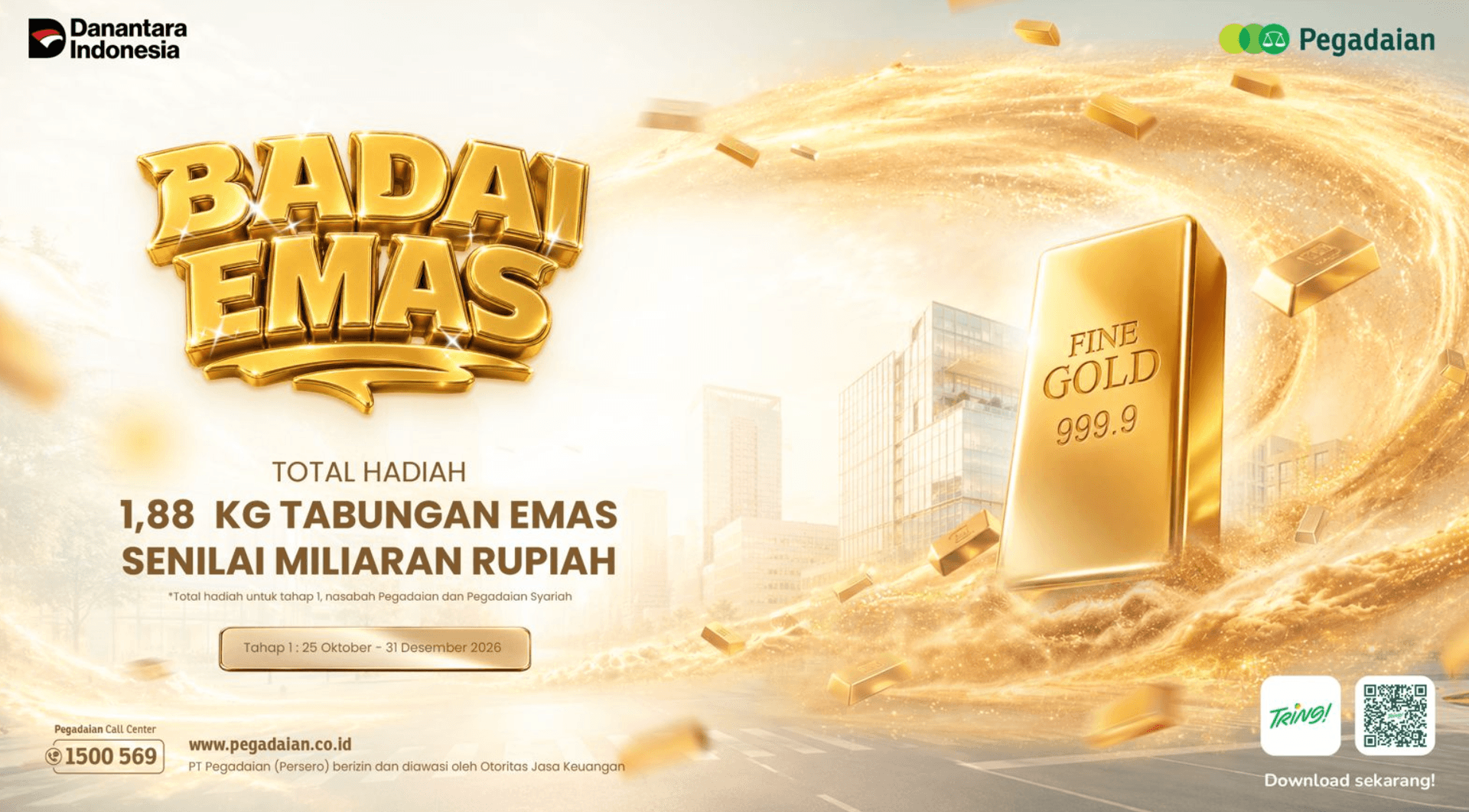 Pegadaian Kembali Gelar Program "Badai Emas 2026", Hadiah 1,88 Kilogram Emas Spesial Untuk Nasabah