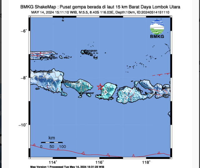 Gempa Magnitudo 5,5 Guncang Sumbawa NTB, Terasa hingga Denpasar Bali 
